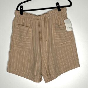 New Wonderly Tonal Striped Soft Linen Lyocell Shorts Women's Plus Size 1X